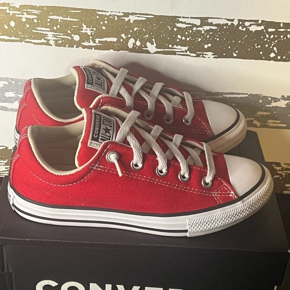 Converse Red Canvas Sneakers with White Accents
